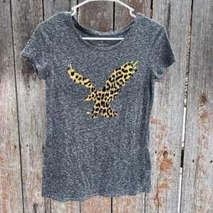 American Eagle Outfitters Grey Cheetah Print Logo Top
